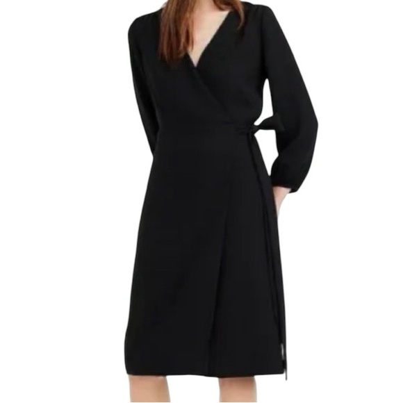 J. Crew Dresses & Skirts - J. CREW Wrap Dress in 365 Crepe Black Tie At Waist Size 6